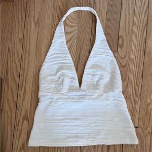 Urban Outfitters White Ribbed Halter Top